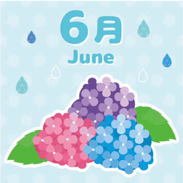 6月、あじさいのイラストです